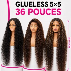 Wig Glueless 5*5 , water wave 36 inch